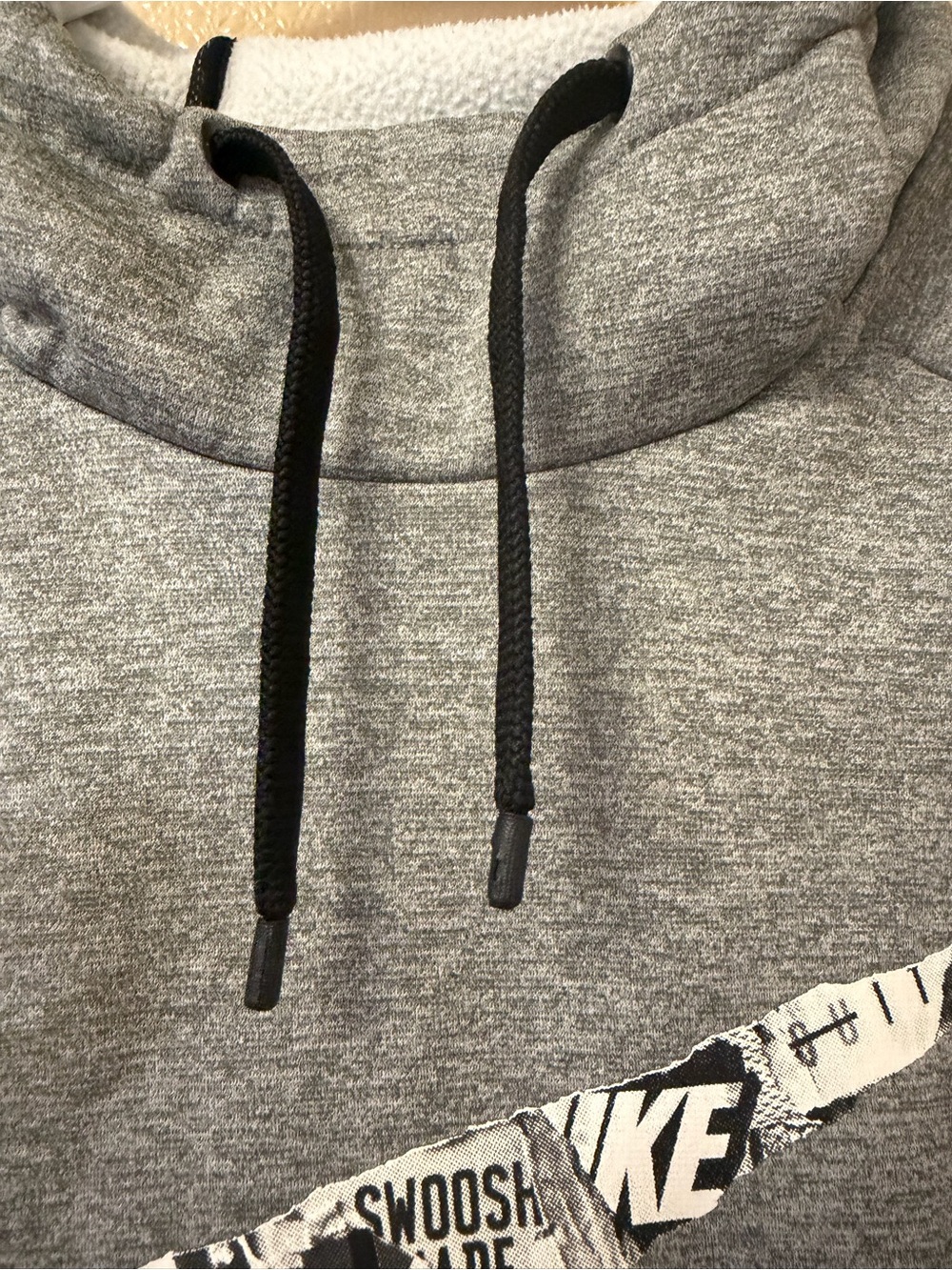 Nike Gray Crewneck Hoodie with Graphic Swoosh - Picture 5 of 6